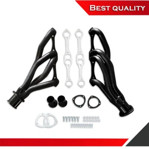 Suit Chevy Small Block SBC V8 265 283 305 A/F/G Body Black Steel Exhaust Headers - Picture 1 of 5