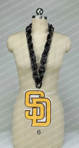 New MLB SAN DIEGO PADRES BLACK Jumbo Big Fan Chain Necklace Foam MI USA Cover
