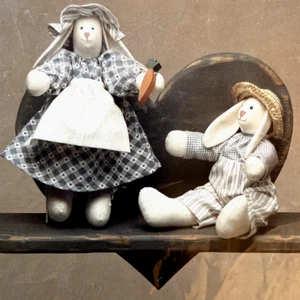 PATTERN CUT The Cornell Collection Matthew & Millie 10” Rabbit Bunny Dolls - Imagen 1 de 12