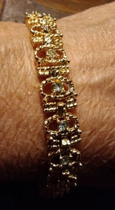 Panel Gliederarmband goldfarben 7" klar Edelstein oval 10 Muster Sicherheitskette Braut - Bild 1 von 13