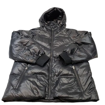 Chaqueta tipo hombre 7 for all pequeña con capucha acolchada negra bolsillos para abrigo Foto 1 de 4