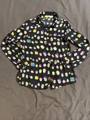 Blusa abotonada vintage para mujer años 60 70 caras BNCH rara colorida talla pequeña artística Foto 1 de 4