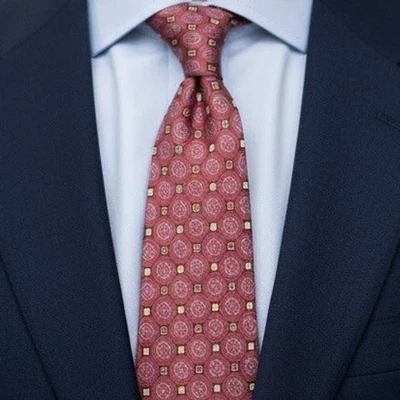 Haggar Men's Necktie Red Geometric Multicolored Classic Designer Business Attire - Image 1 of 4