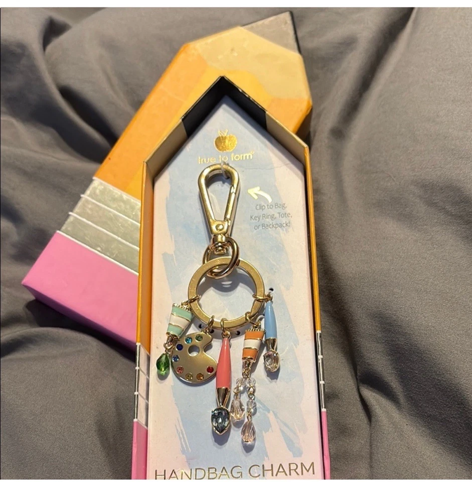 True To Form Artist Themed Bag Charm Art Teacher Handbag Charm Paint Brush - Изображение 1 из 4