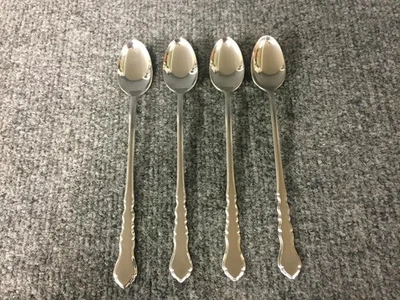 4 International Silver Lyon Americana Stainless Flatware 7 1/4" Iced Tea Spoons - Image 1 of 2