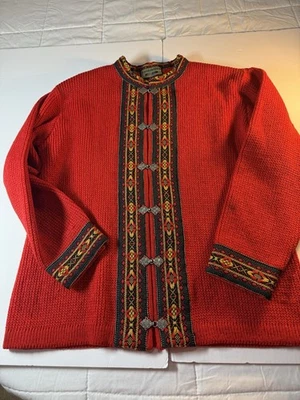 Cárdigan tejido rojo vintage Nordstrikk adulto talla L-XL Foto 1 de 4