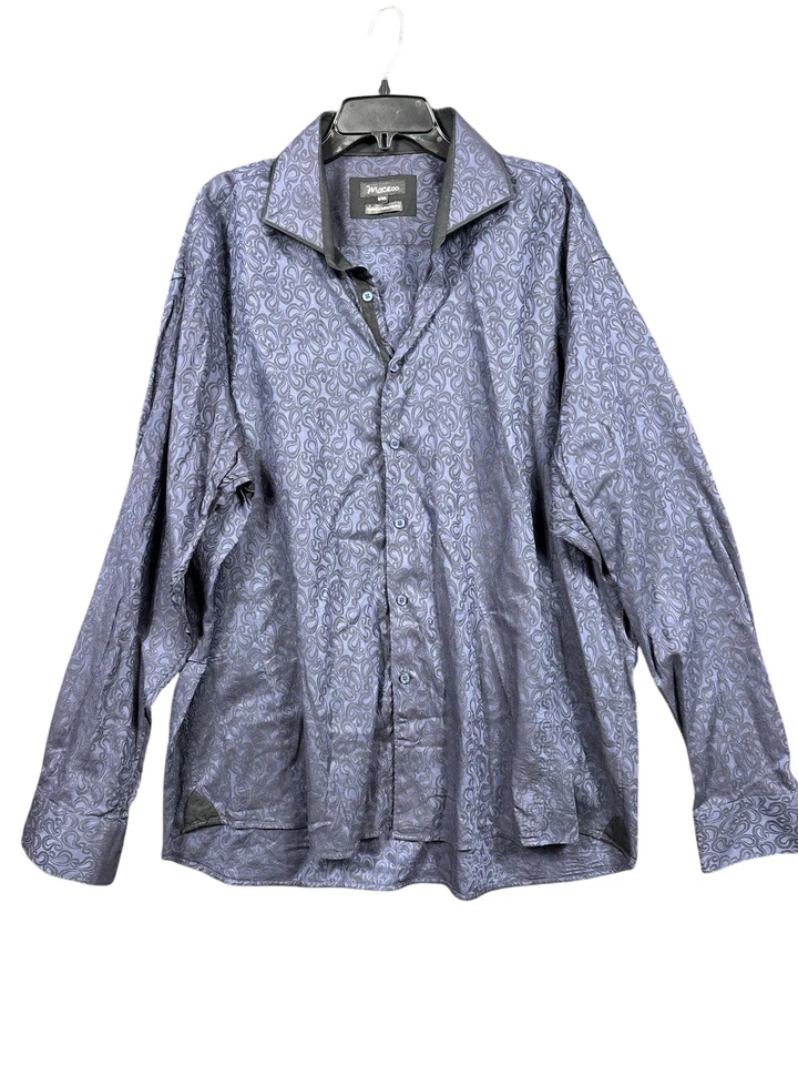 Maceoo Shirt Mens 4XL Navy Blue Elegance Paisley Italian Fabric Button Up Dressy - Image 1 of 4