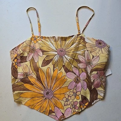 Angie “The Birdie” Top Mustard Floral Boho L/XL New With Tags - Image 1 of 4