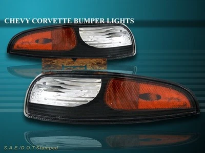 97-04 CHEVY CORVETTE 2 PUERTAS PARACHOQUES LUCES DE SEÑAL ÁMBAR REFLECTOR CARCASA NEGRA Foto 1 de 2