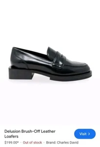 Mocasines Charles David Talla 9.5 Cuero Negro Plataforma Delusion, Nuevos - Imagen 1 de 10