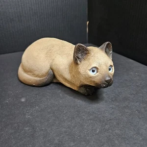 "Escultura de gato siamés Sandicast ojos azules 1985 original Sandra Brue 7" - Imagen 1 de 11