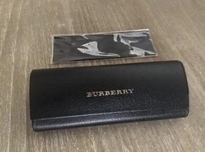 Burberry Sunglass Case Black Leather Magnetic Flap Cover London England - Picture 1 of 5
