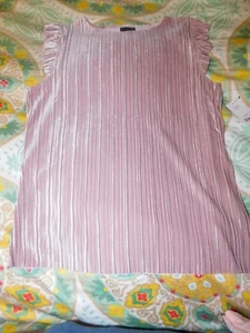 Worthington, Size XL, NWT, Pleated, Micro Velvet Shirt, Rose Smoke - Picture 1 of 3