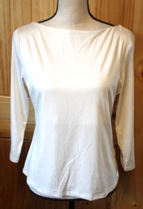 H&M Women's Beige 3/4 Sleeve Low Back Stretchy Top Size Large *NWT* - Picture 1 of 3