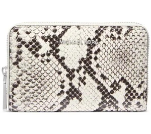 NWT Michael Kors Jet Set Snakeskin Print Leather MK Logo Card Case / Wallet - Picture 1 of 2