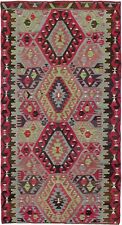Vintage Hand Woven Turkish Carpet 5'0" x 9'10" Traditional Wool Kilim Rug