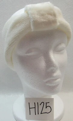 Wide Headband Headwrap Knit Faux Fur White Stretchy Vintage 1980s - Image 1 of 4