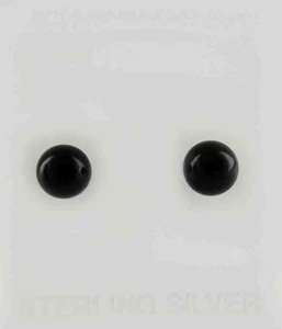 GENUINE BLACK ONYX STUD EARRINGS 925 SILVER - New With Tag - SCREW BACKS - Picture 1 of 4