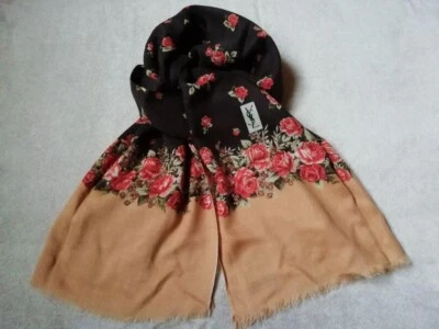Шарф Yves Saint Laurent 155 см 61 дюйм 90 см 35 дюймов прямоугольный кашемировый коричневый - Изображение 1 из 4
