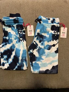 2- Justice Girls Fleece Tie Dye Jogger Turquoise Spiral Tie -Size 10-New - Picture 1 of 4