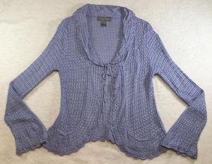 Modern Soul Womens Acrylic Cardigan Size L Purple Open Tie-Front Long Sleeve - Picture 1 of 10
