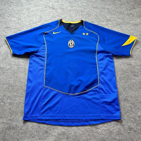 Juventus Nike Soccer Jersey Men L Blue Gold 2004 Polyester Cover