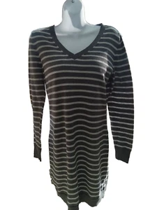 Old Navy Gray & White Striped Long Sleeve Sweater Dress, Women's Size Medium - Picture 1 of 9