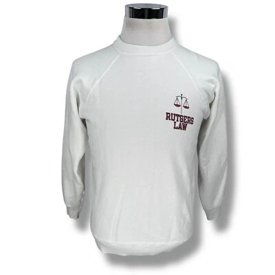 Vintage Champion Rutgers Law Sweatshirt Women's XL White Fleece Lined 90s USA - Image 1 of 4