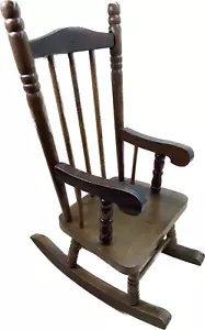 Vintage Wooden Childs Play Rocking Chair For Dolls Plush rocker 15" furniture - Picture 1 of 8