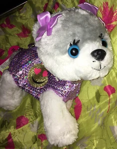 ๐ NWT Girls POOCHIE & CO. Ginger Pomeranian Dog/Purse W/ Leash Cute Purple Bow - Picture 1 of 3