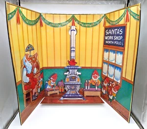 Vintage Telco Pop-Up Dimensional Christmas Scene - Santa's Workshop - 1990 - Bild 1 von 15