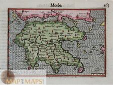 Moree Greece Morea Antique Map Mercator/Hondius 1614