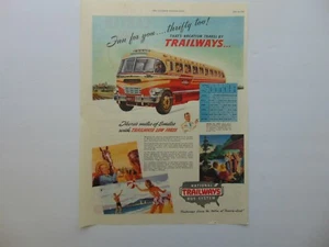 National Trailways Bus System 1948 tarifas bajas divertido anuncio impreso de arte - Imagen 1 de 1