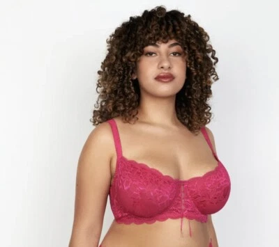 Sujetador Figura Completa Frederick’s Charlotte Encaje 32DD Rosa Fuscia Sin Relleno Nuevo con Etiquetas Foto 1 de 3