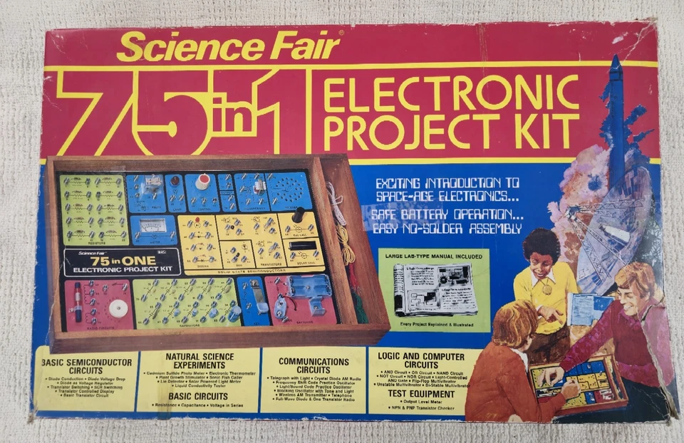 Radio Shack Tandy Science Fair 1976 75 en 1 kit de proyecto electrónico 28-247! Foto 1 de 4