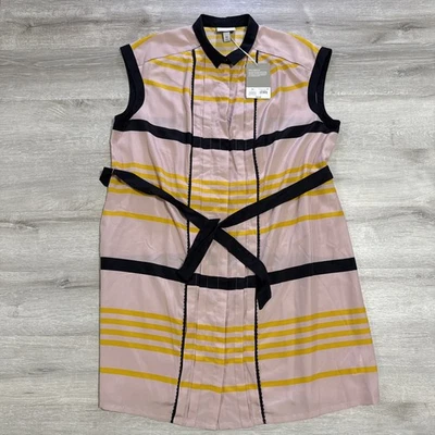 Jason Wu Dress Women’s Blush Striped Belted Button-Front 2X NWT - Image 1 of 4