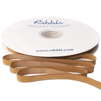 Khaki Velvet Ribbon 3/8 Inch Continuous 25 Yard Spool, Christmas Gift Wrap - Image 1 of 4