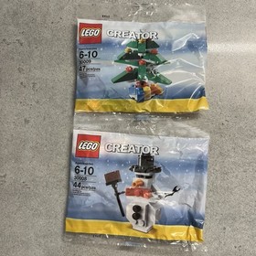 LEGO Creator 30008 Snowman & 30009 Christmas Tree Polybags Carrot Nose Top Hat