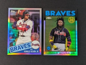 Ronald Acuna Jr LOT 2020 Topps Chrome 1985 85TC-25 & 2021 1986 86BC-3 Refractor - Bild 1 von 1