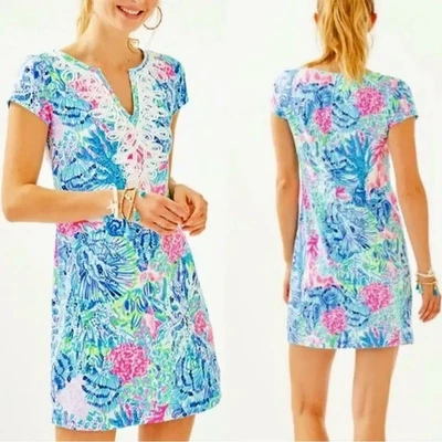 Vestido camiseta Lilly Pulitzer Brewster tamanho pequeno pia ou natação enfeitado na praia - Imagem 1 de 4