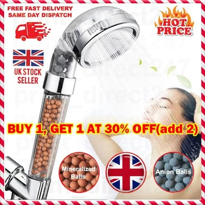 Shower Head High Pressure Universal 30% Water Saving Large Bath 3 Mineral Balls