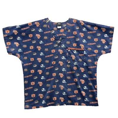 Dubz Scrub Top Men's Large Auburn Tigers Football Workwear Uniform Medical Tech - Image 1 of 4