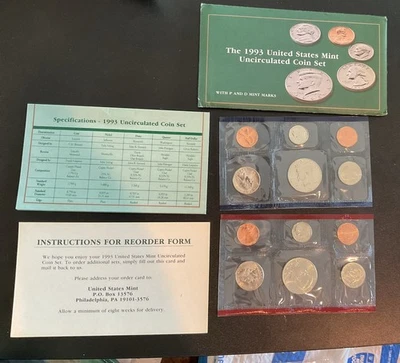 1993 United States Mint Uncirculated Coin P & D Set OGP Free Shipping! - Image 1 of 4