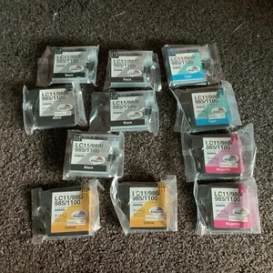 11 ink cartridges high yield LC980 LC1100  fits Brother DCP & MFC Printers - Afbeelding 1 van 5
