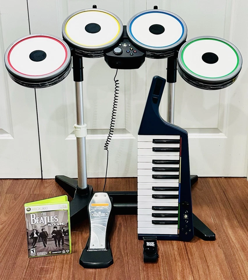 Xbox 360, Rock Band The Beatles Bundle W/Keytar, Drums, Game & Strap: Tested! - Image 1 of 4