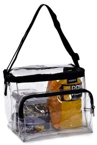 Bolsa de almuerzo de plástico transparente - Bolsillos con cremallera - Correa de hombro ajustable - Imagen 1 de 4