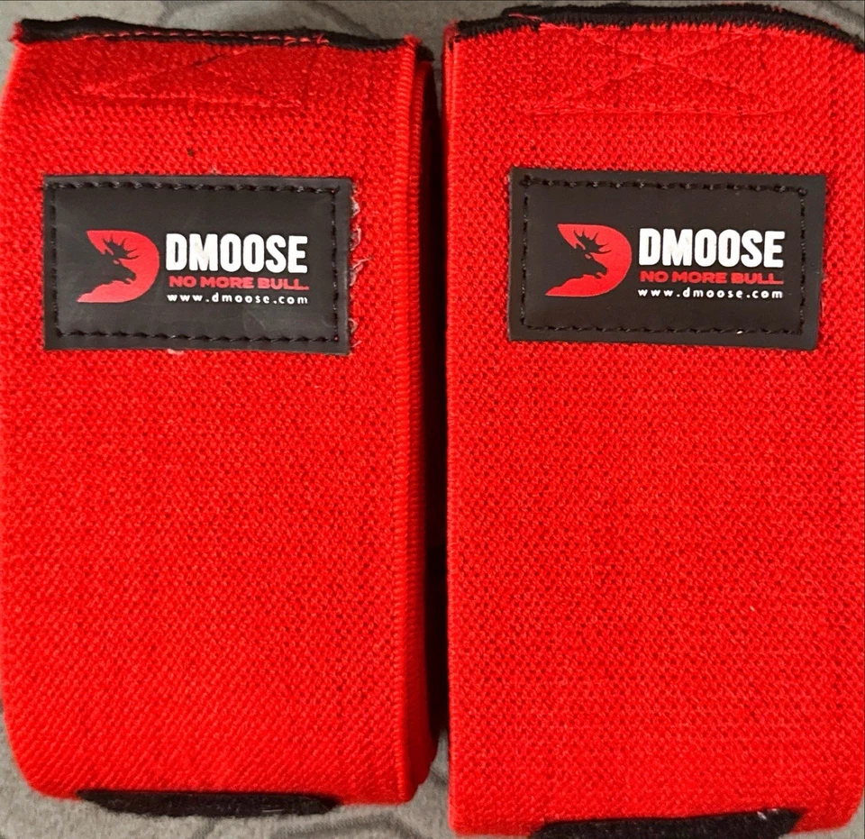 Weight Lifting Power Lifting Knee Wraps Supports Gym Training Black/Red - Image 1 of 1