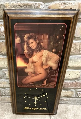 Vtg Snap On Clock Tools 1980s Pinup Girl Lingerie Bikini Ad Working Condition - Image 1 of 4