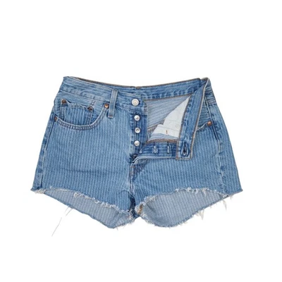 Pantalones Cortos de Jean Levis 501 Para Mujer Conductor Rayas Azul Talla 28 Botón Mosca Corte Foto 1 de 4