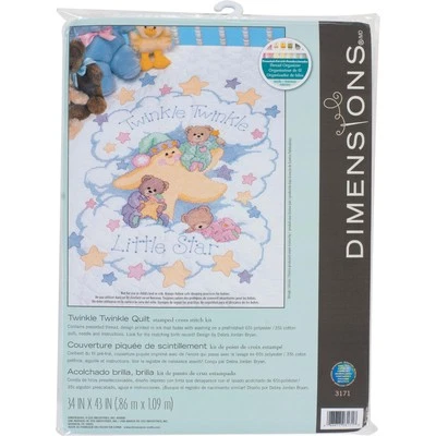 Twinkle Quilt Stamped Cross Stitch Kit, 34" x 43" White, Easy DIY Crafttt - Image 1 of 4